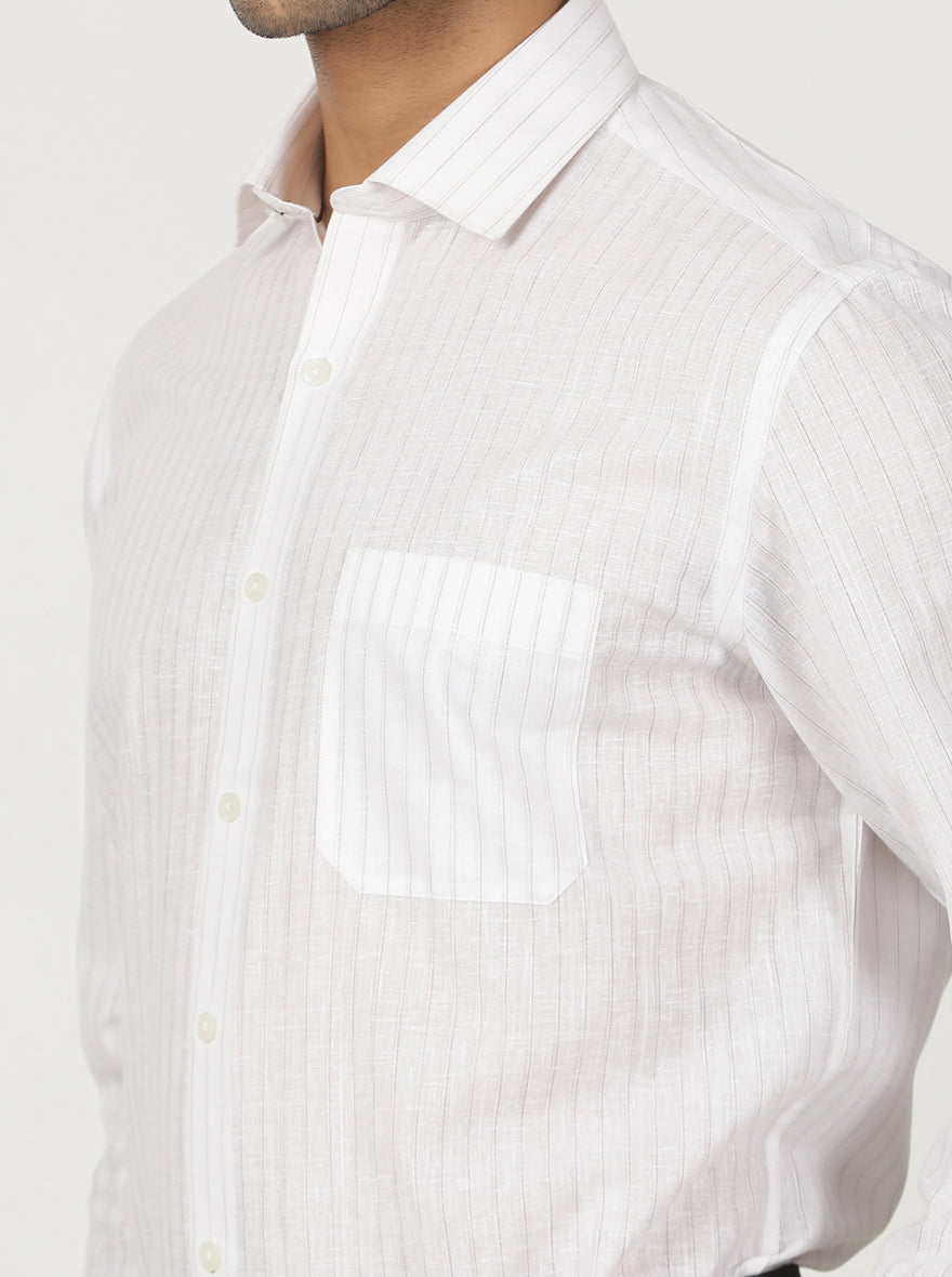 White Striped Regular Fit Formal Shirt | Greenfibre