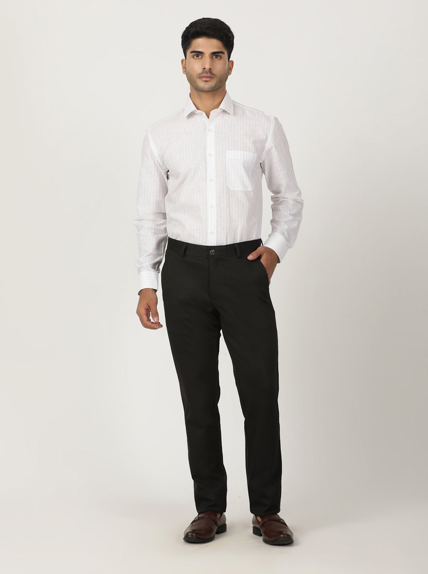White Striped Regular Fit Formal Shirt | Greenfibre