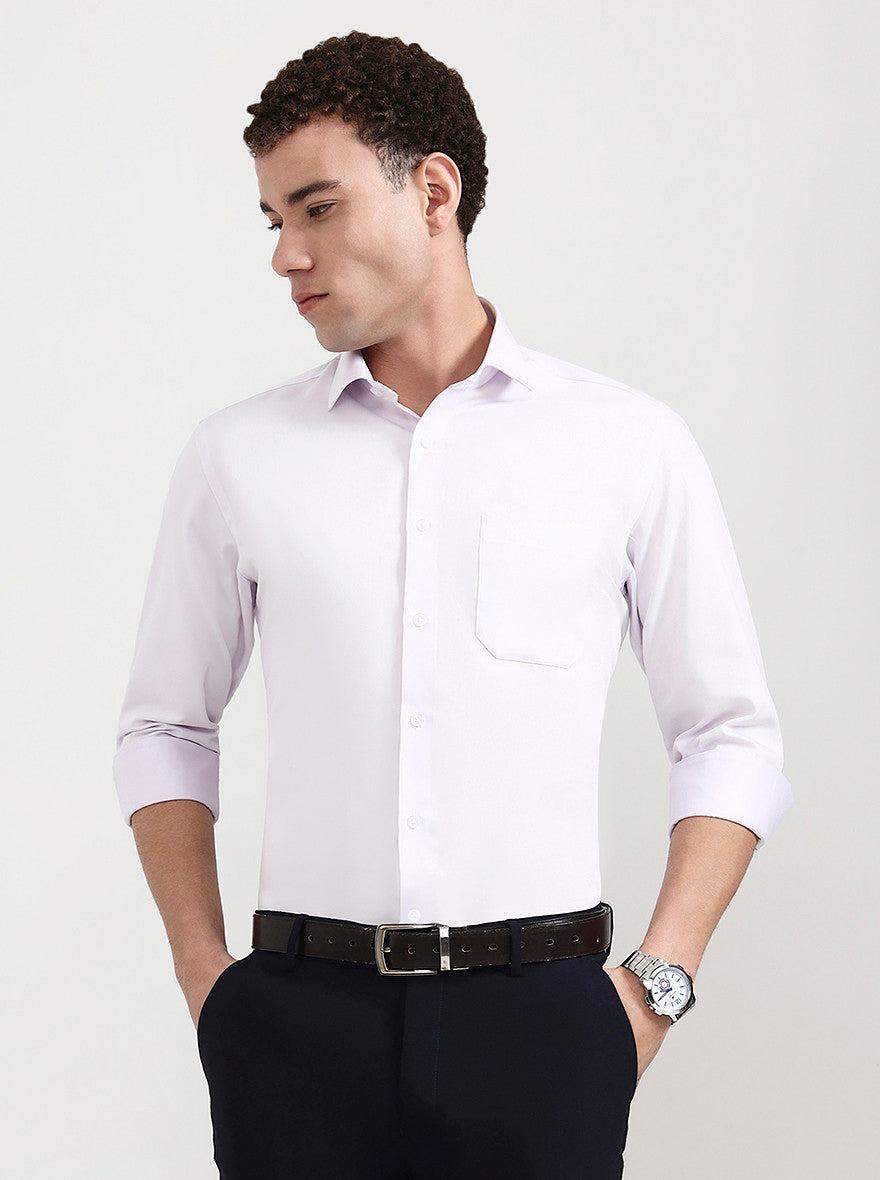 Light Purple Solid Slim Fit Formal Shirt | Greenfibre