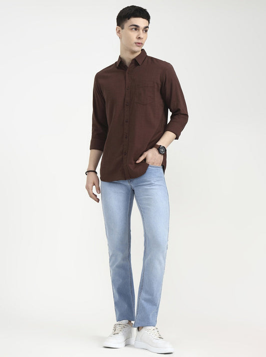 Light Indigo Blue Solid Narrow Fit Jeans | Greenfibre