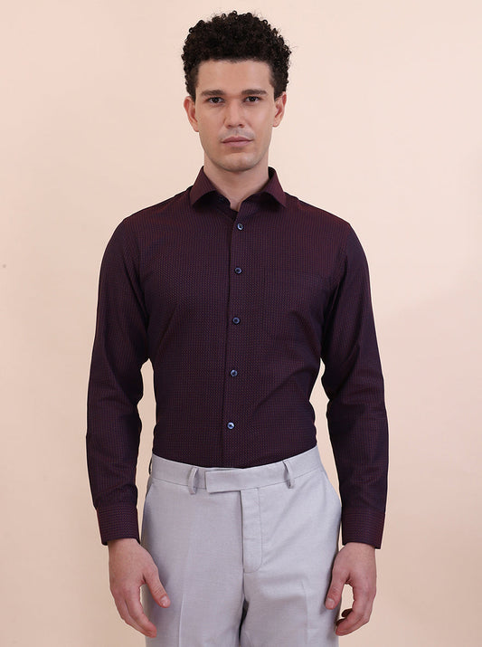 Maroon Washed Slim Fit Formal Shirt | Greenfibre
