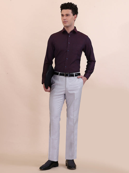 Maroon Washed Slim Fit Formal Shirt | Greenfibre