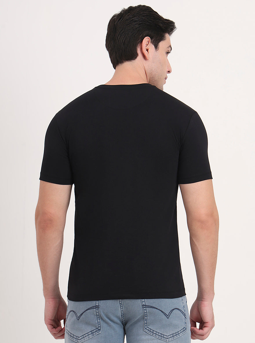 Black Printed Slim Fit T-Shirt | Greenfibre