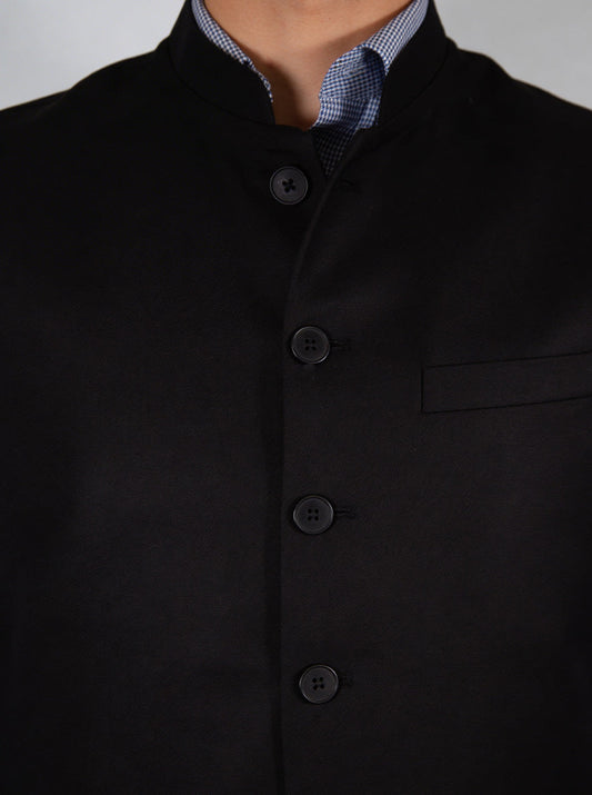 Black Solid Waistcoat | Greenfibre