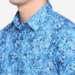 French Blue Printed Slim Fit Semi Casual Shirt | Greenfibre