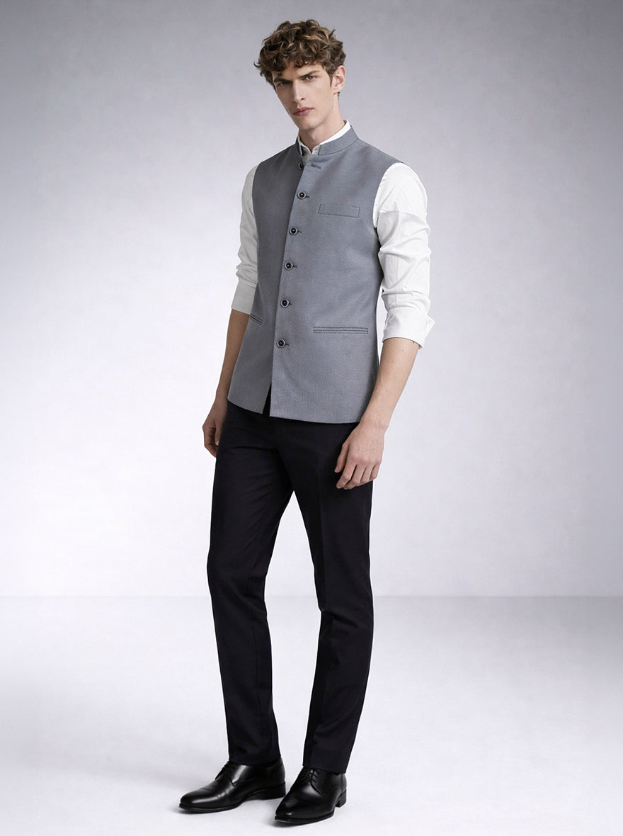 Grey Solid Waistcoat | Greenfibre