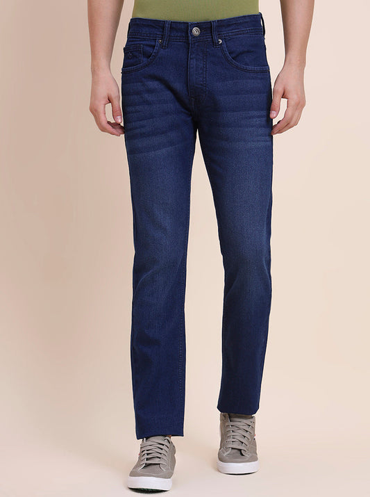 Mid Indigo Blue Washed Narrow Fit Jeans | Greenfibre