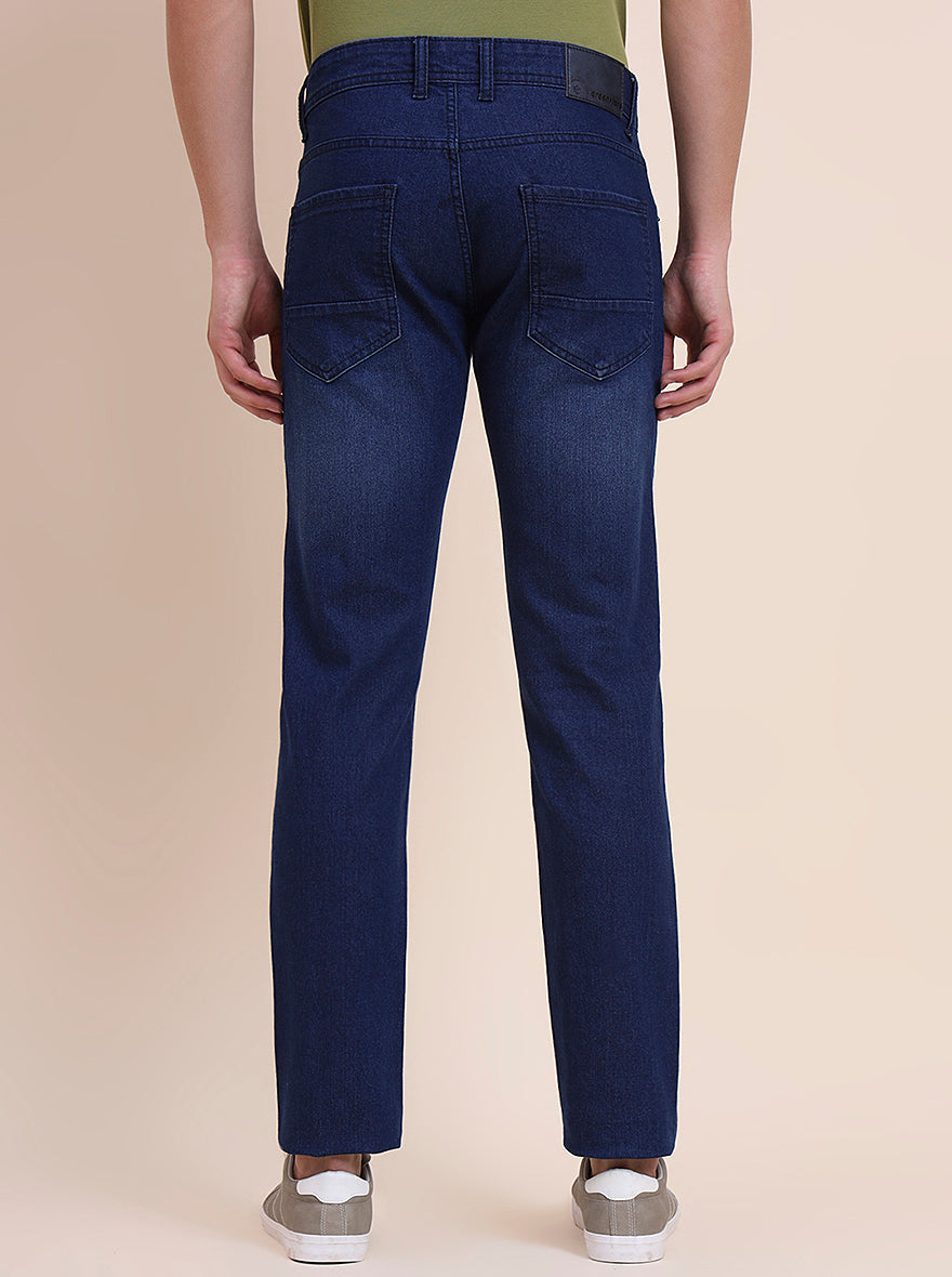 Mid Indigo Blue Washed Narrow Fit Jeans | Greenfibre