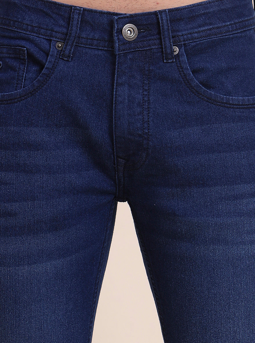 Mid Indigo Blue Washed Narrow Fit Jeans | Greenfibre