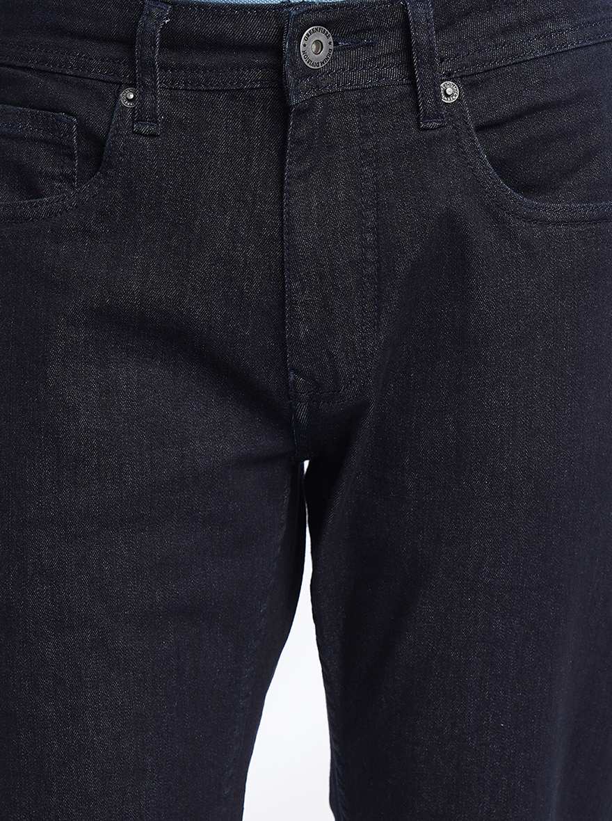 Navy Blue Washed Straight Fit Jeans | Greenfibre