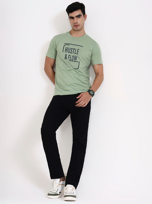 Raw Black Printed Tailored Fit Jeans | Greenfibre
