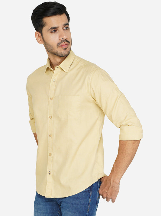 Khaki Solid Classic Fit Casual Shirt | Greenfibre