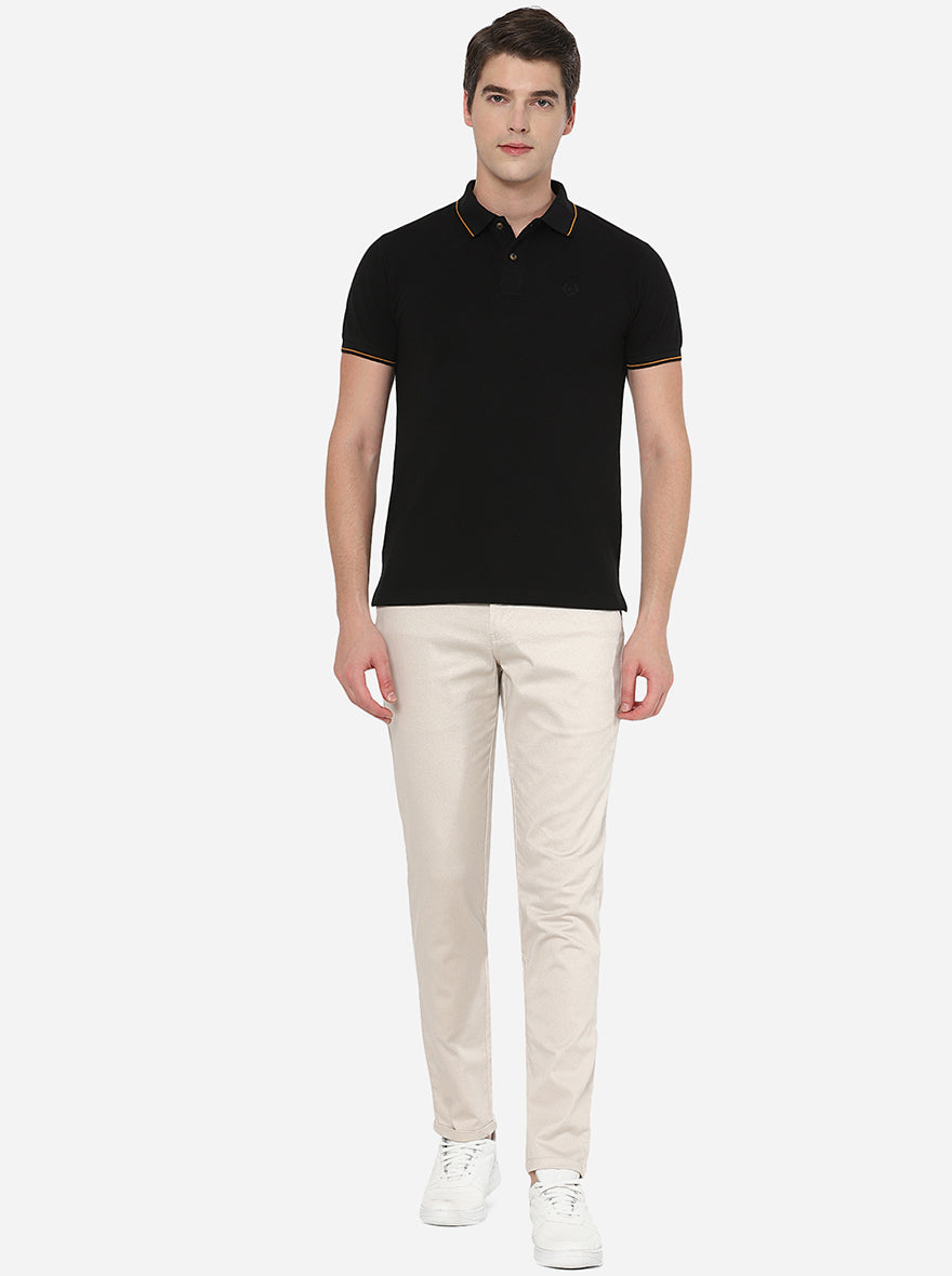 Black Solid Slim Fit Polo T-Shirt | Greenfibre