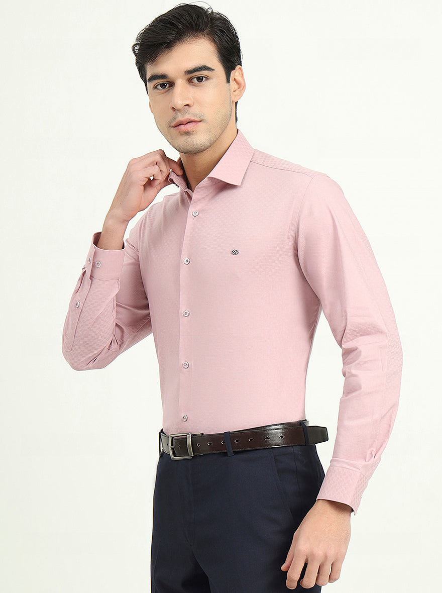 Pink Solid Slim Fit Party Wear Shirt | Greenfibre
