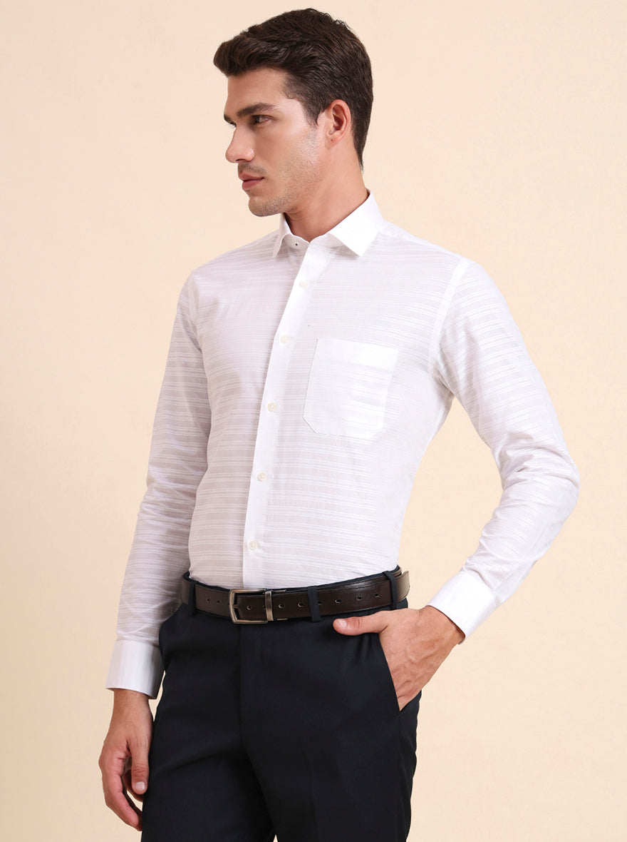 White Solid Slim Fit Formal Shirt | GreenFiber