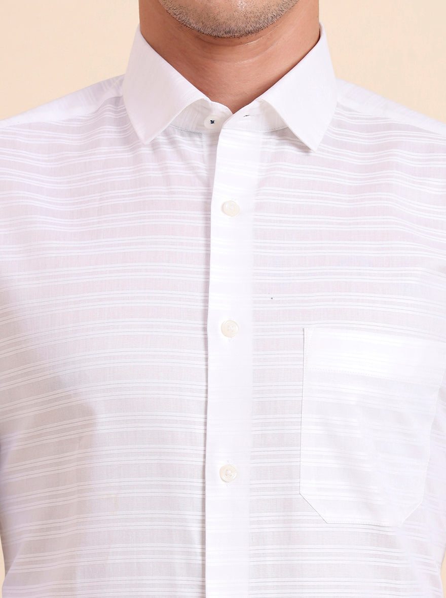 White Solid Slim Fit Formal Shirt | GreenFiber