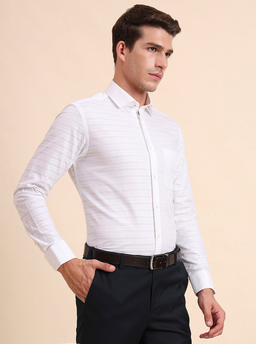 White Solid Slim Fit Formal Shirt | GreenFiber