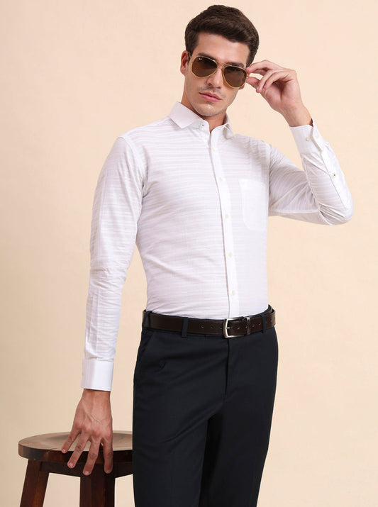 White Solid Slim Fit Formal Shirt | GreenFiber