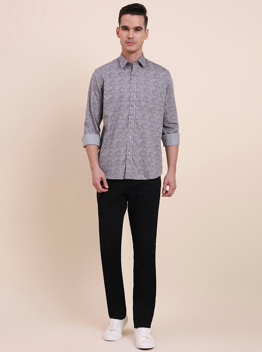 Dark Purplr Printed Smart Fit Semi Casual Shirt | Greenfibre