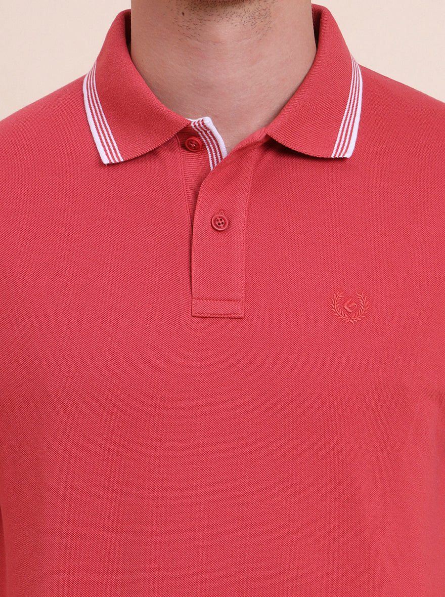 Red Solid Slim Fit Polo T-Shirt | Greenfibre