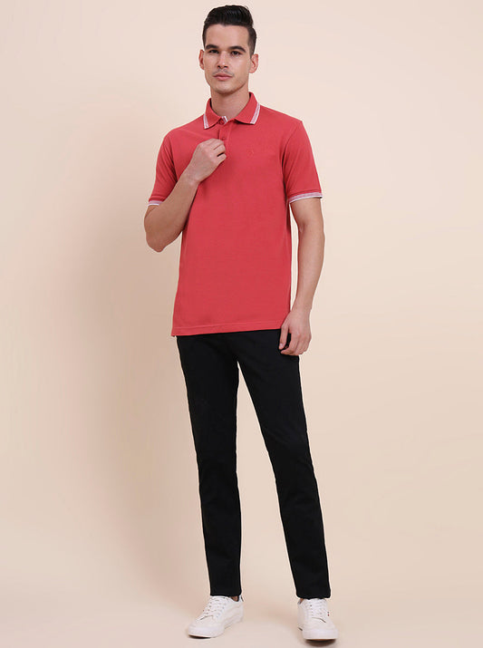 Red Solid Slim Fit Polo T-Shirt | Greenfibre