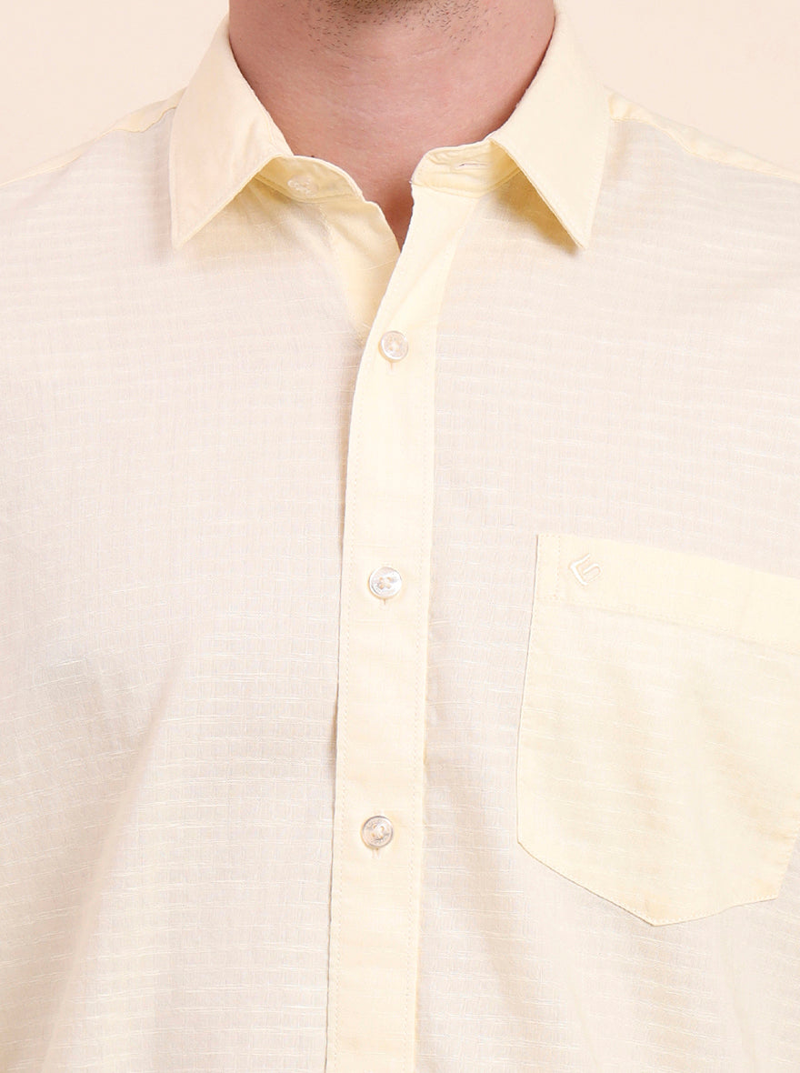 Yellow Solid Smart Fit Semi Casual Shirt | Greenfibre