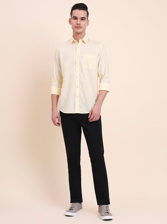 Yellow Solid Smart Fit Semi Casual Shirt | Greenfibre