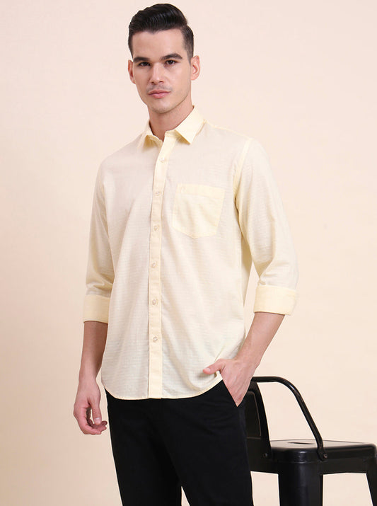 Yellow Solid Smart Fit Semi Casual Shirt | Greenfibre