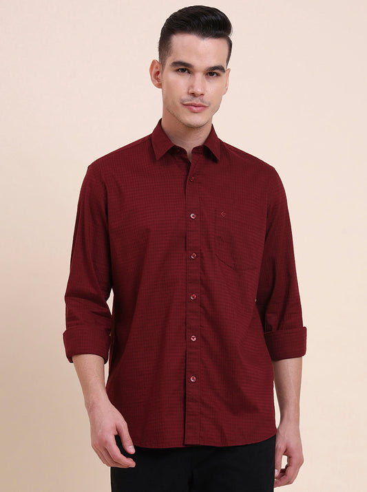 Maroon Solid Smart Fit Semi Casual Shirt | Greenfibre