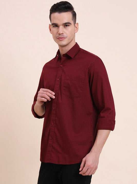 Maroon Solid Smart Fit Semi Casual Shirt | Greenfibre