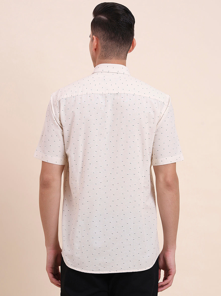 Beige Printed Smart Fit Semi Casual Shirt | Greenfibre