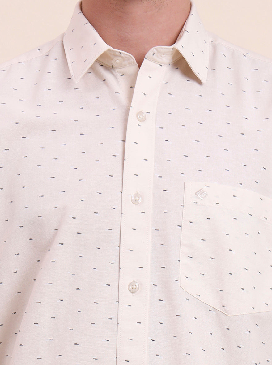 Beige Printed Smart Fit Semi Casual Shirt | Greenfibre