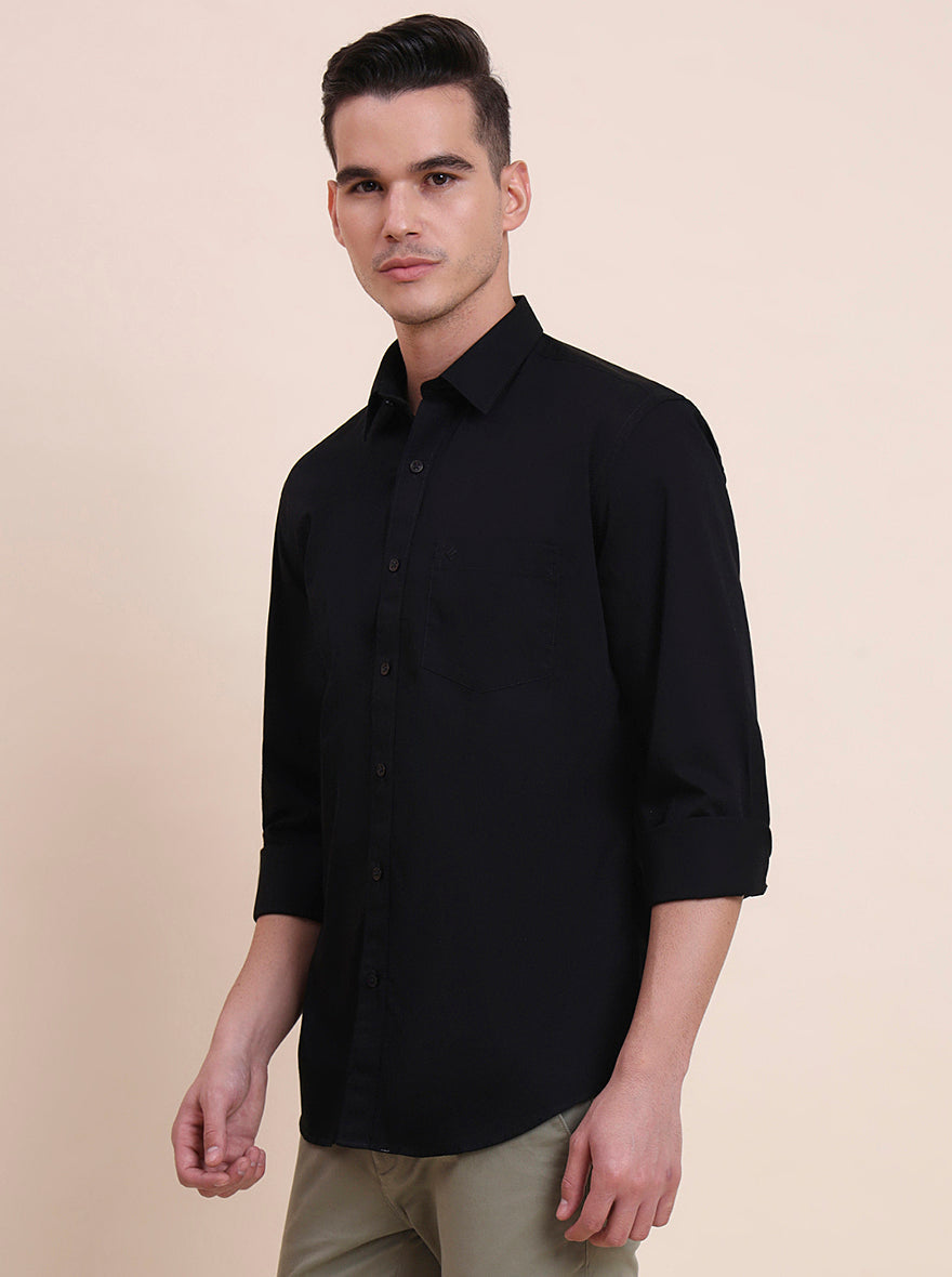 Black Solid Smart Fit Semi Casual Shirt | Greenfibre