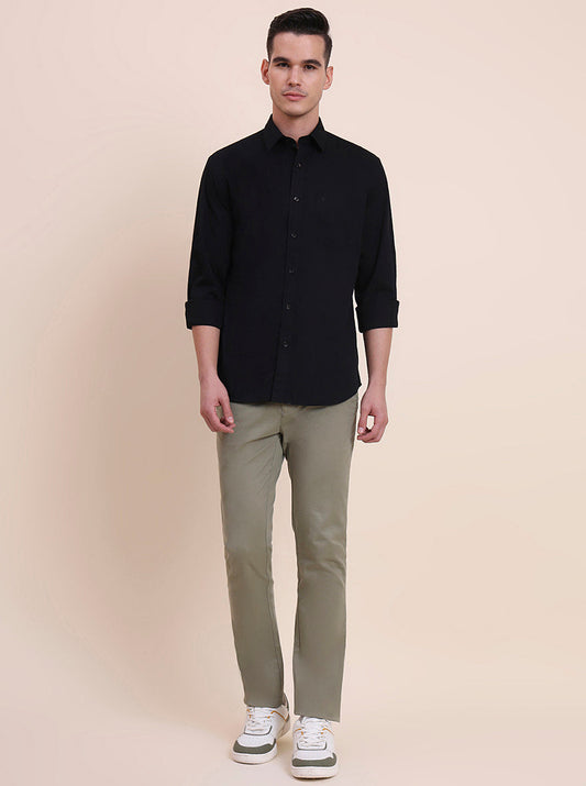 Black Solid Smart Fit Semi Casual Shirt | Greenfibre