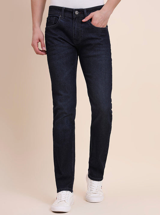 Dark Indigo Blue Washed Narrow Fit Jeans | Greenfibre