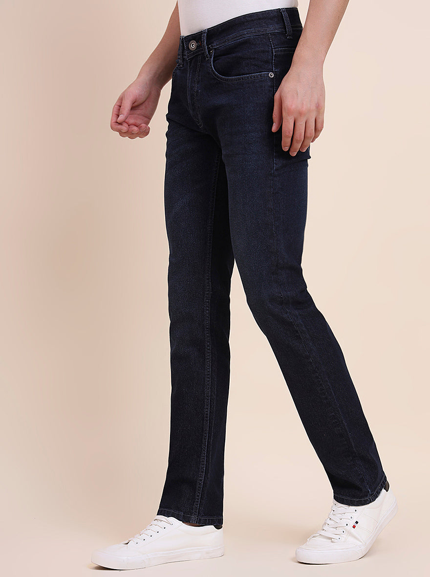 Dark Indigo Blue Washed Narrow Fit Jeans | Greenfibre