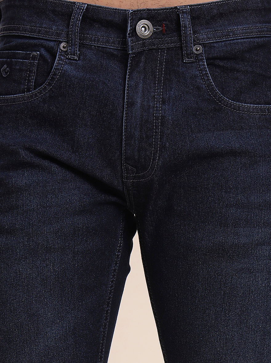Dark Indigo Blue Washed Narrow Fit Jeans | Greenfibre