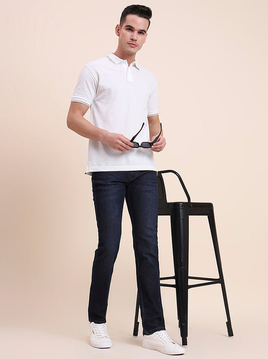 Dark Indigo Blue Washed Narrow Fit Jeans | Greenfibre