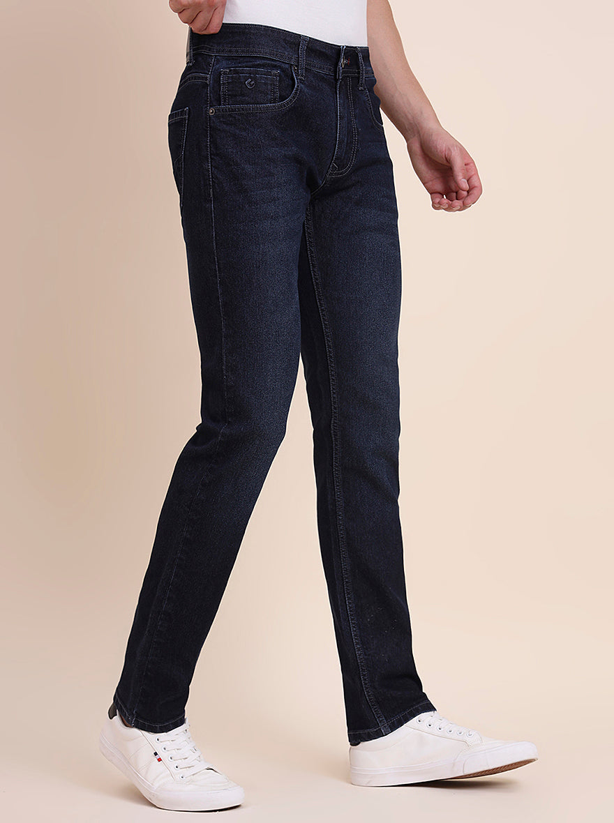 Dark Indigo Blue Washed Narrow Fit Jeans | Greenfibre