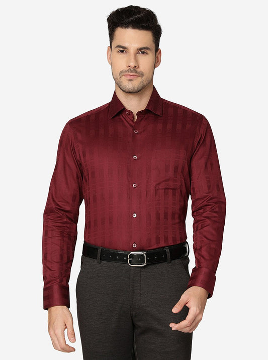 Maroon Solid Slim Fit Formal Shirt | Greenfibre