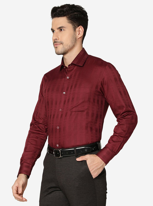 Maroon Solid Slim Fit Formal Shirt | Greenfibre