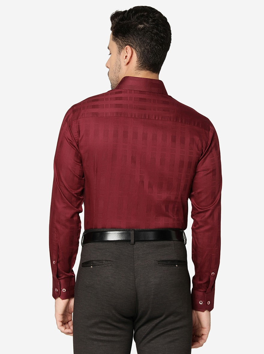 Maroon Solid Slim Fit Formal Shirt | Greenfibre