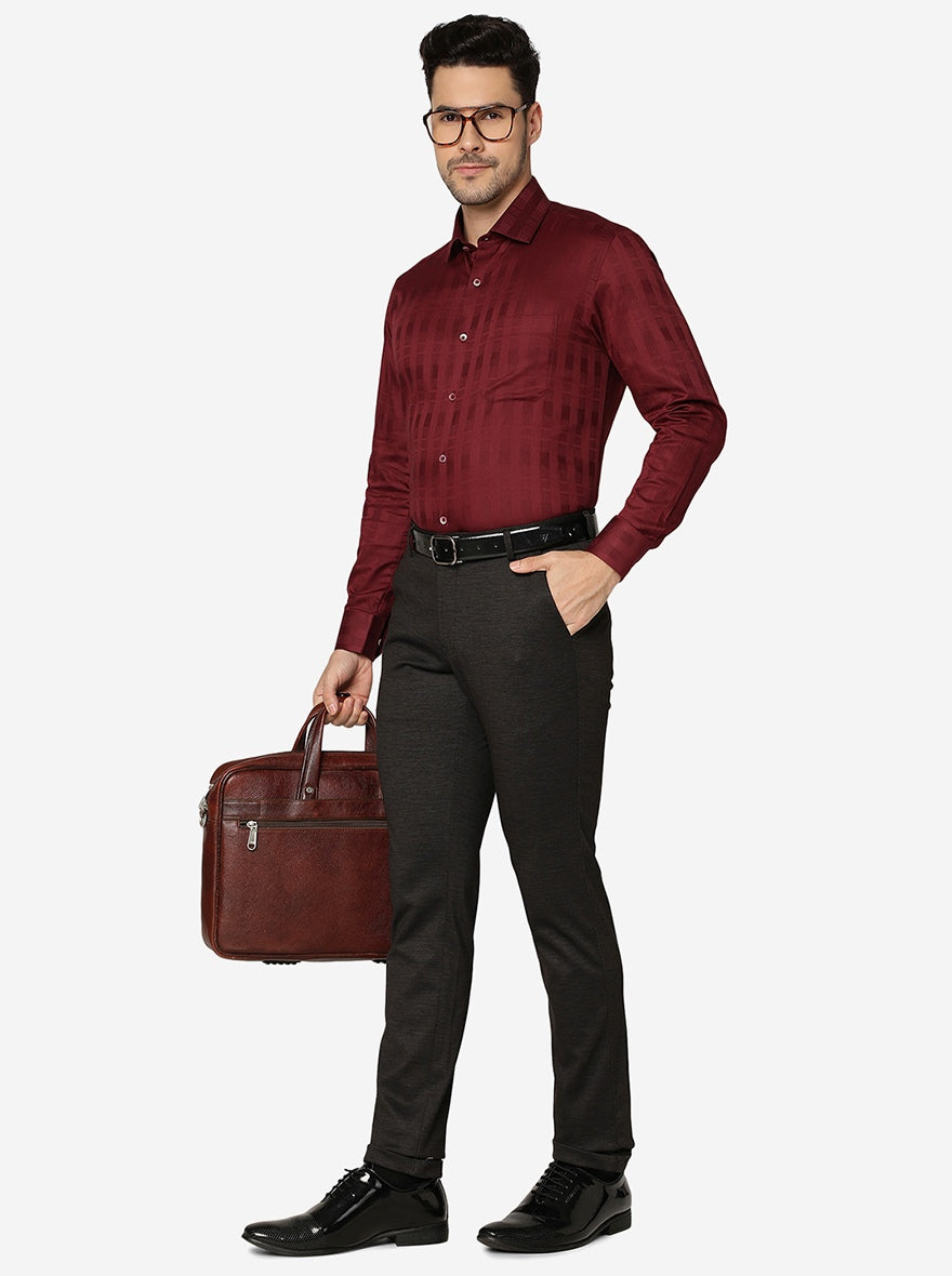 Maroon Solid Slim Fit Formal Shirt | Greenfibre