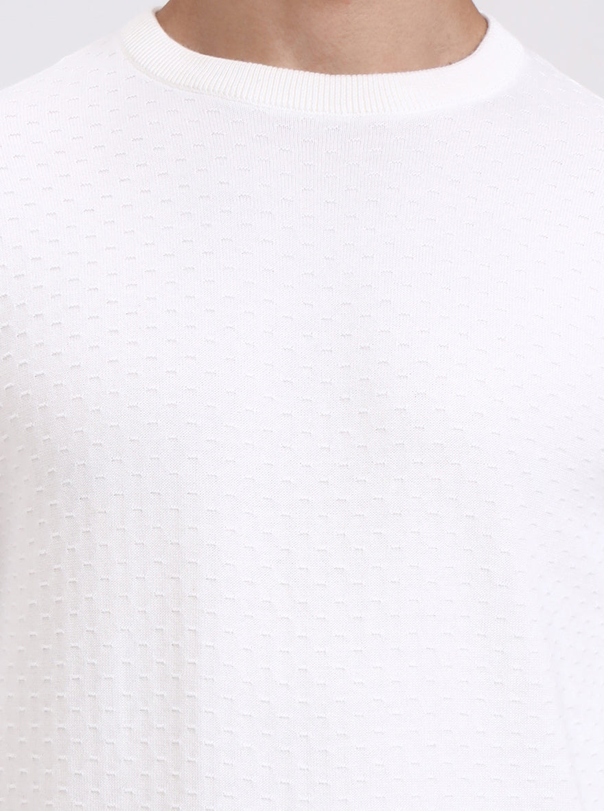White Checked Tailored Fit T-Shirt | Greenfibre