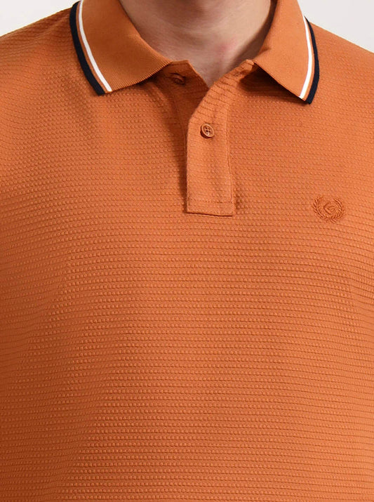Orange Solid Slim Fit Polo T-Shirt | Greenfibre