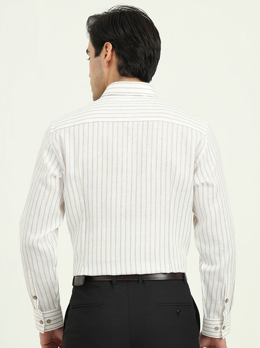 White Striped Slim Fit Party Wear Shirt | Greenfibre