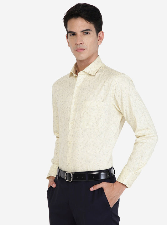 Golden Printed Slim Fit Formal Shirt | Greenfibre
