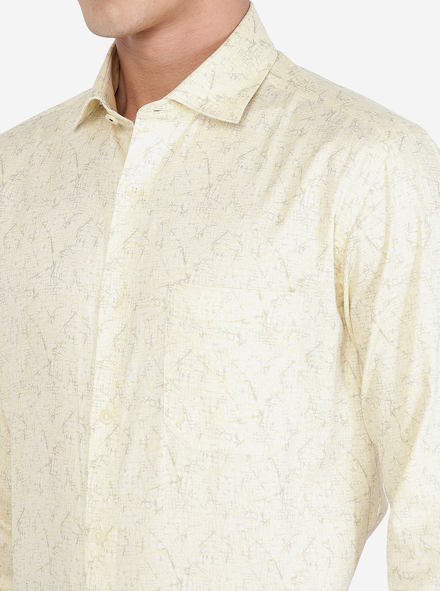 Golden Printed Slim Fit Formal Shirt | Greenfibre