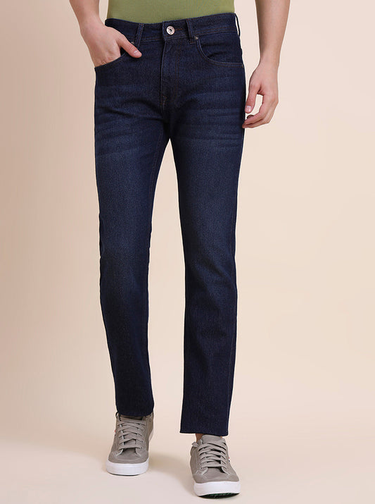 Dark Indigo Blue Washed Narrow Fit Jeans | Greenfibre