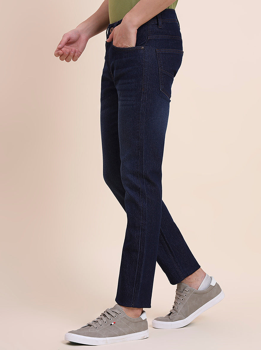 Dark Indigo Blue Washed Narrow Fit Jeans | Greenfibre